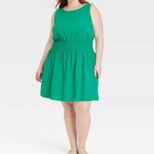 Women's Mini Sundress Sleevess Universal Thread Green Resort Vacation Size 1X